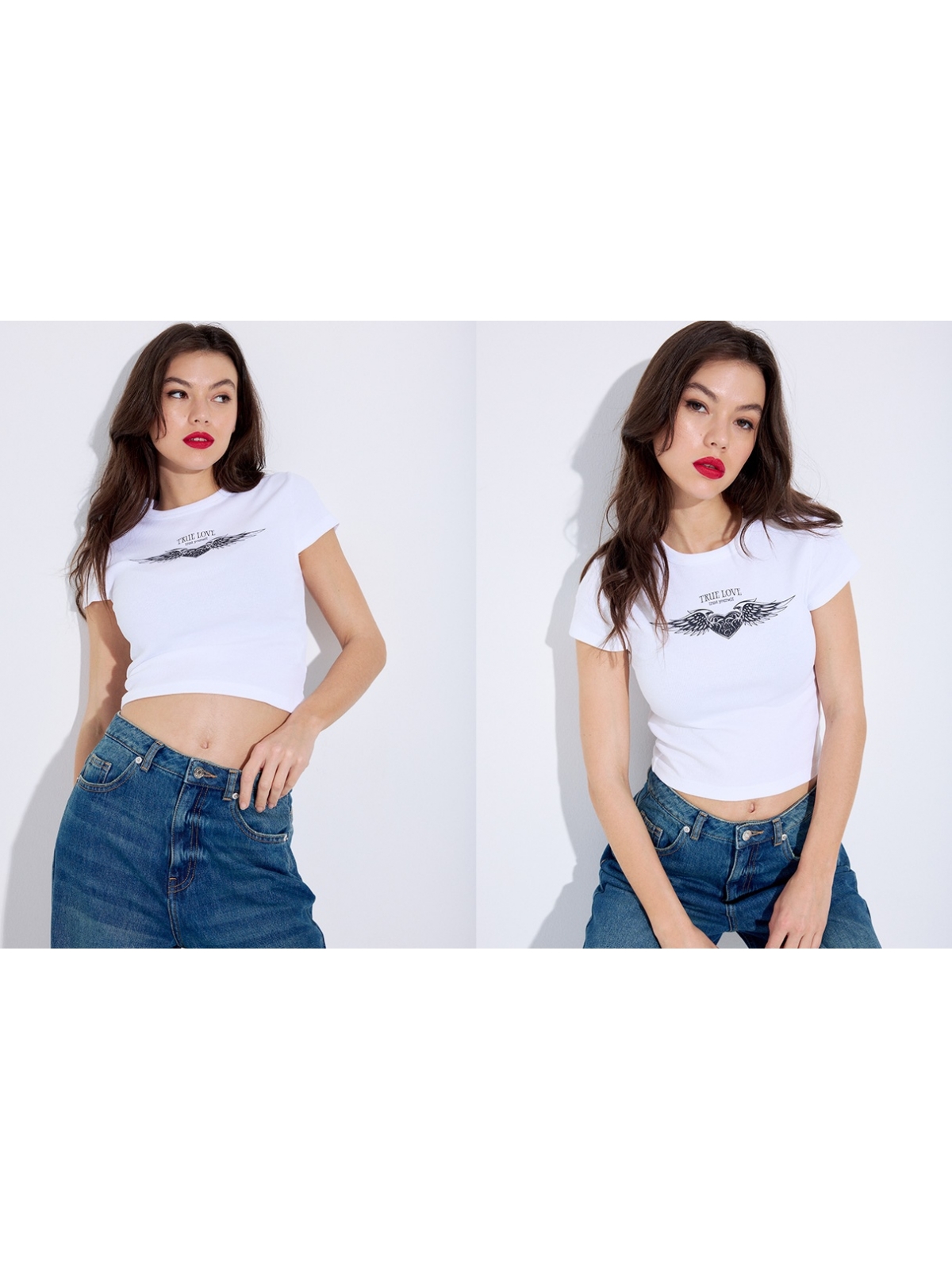 %NewExtra% Camiseta manga corta crop True Love blanco %NewExtra% Camiseta manga corta crop True Love blanco