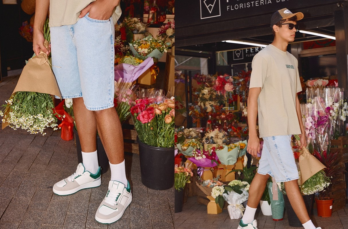 Bermuda denim regular azul vista media frontal