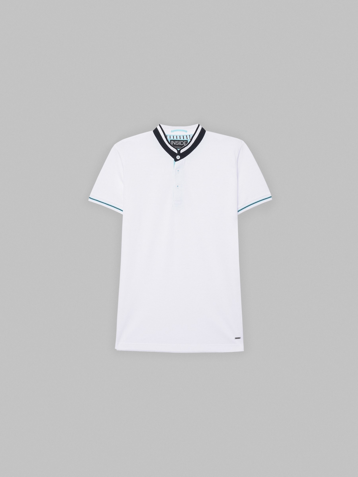 %Pto% Polo piqué cuello mao blanco