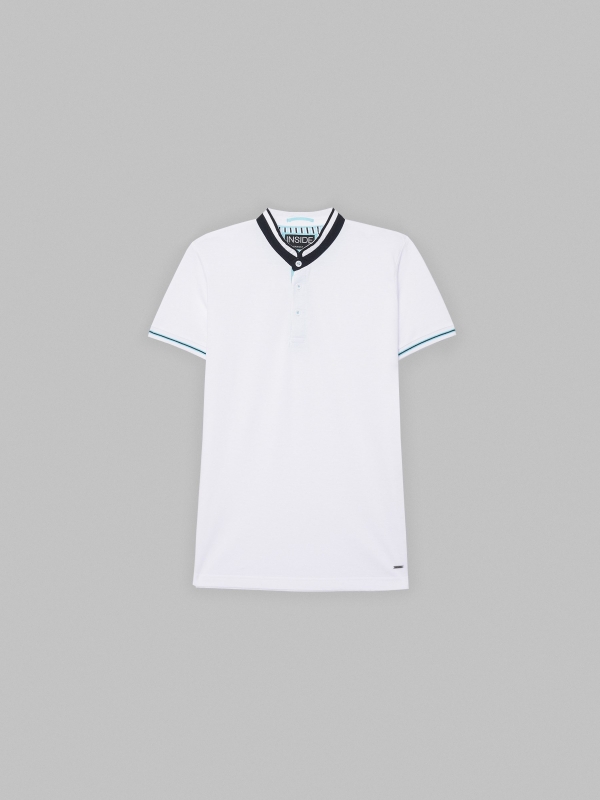  Polo piqué cuello mao blanco