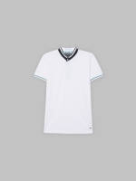 %Pto% Piqué polo shirt mandarin collar white