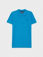 %Pto% Camisa polo básica com logotipo gravado azul céu
