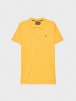 %Pto% Camisa polo básica com logotipo gravado ocre