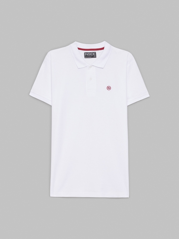  Camisa polo básica com logotipo gravado branco