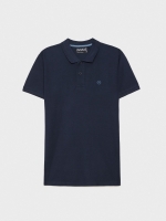 %Pto% Camisa polo básica com logotipo gravado azul marinho