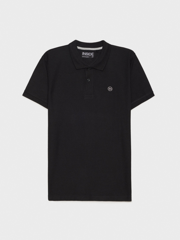  Polo básico logo grabado negro/beige