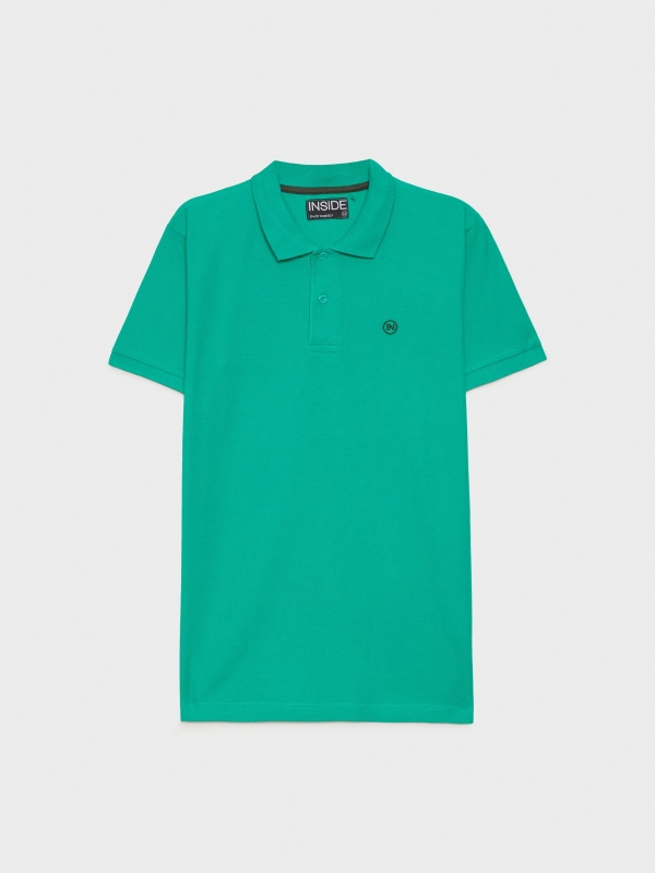  Basic polo shirt with engraved logo emerald