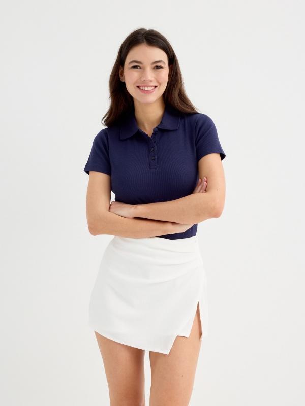 Falda pantalón mini blanco vista media frontal