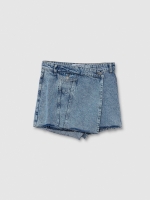 %Pto% Asymmetric denim skort blue front view