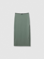 %Pto% Green midi skirt greyish green front view
