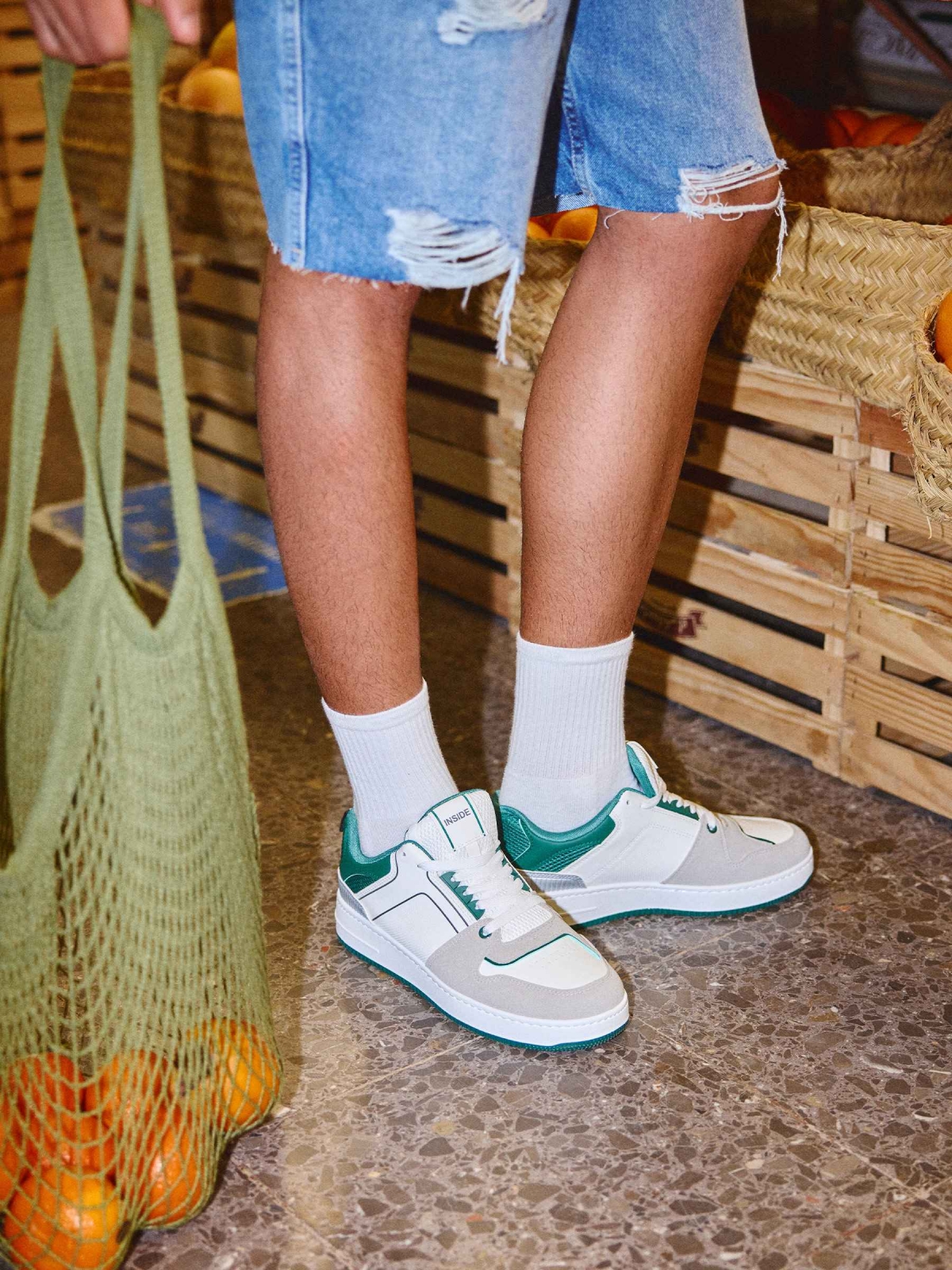 %New% Green and white skater sneaker green