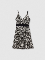 %Pto% Black and white mini dress black front view
