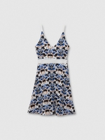 %Pto% Vestido curto azul e branco branco vista frontal