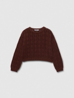 %Pto% Chocolate knit sweater chocolate front view