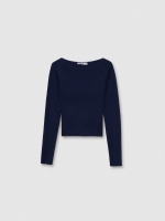 %Pto% Blue knit shirt navy front view