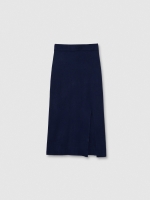 %Pto% Blue knit midi skirt navy front view