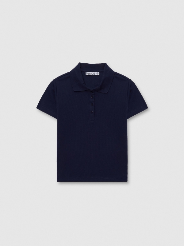  Ribbed polo navy front view