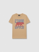 %Pto% Short sleeve Savage t-shirt sand front view