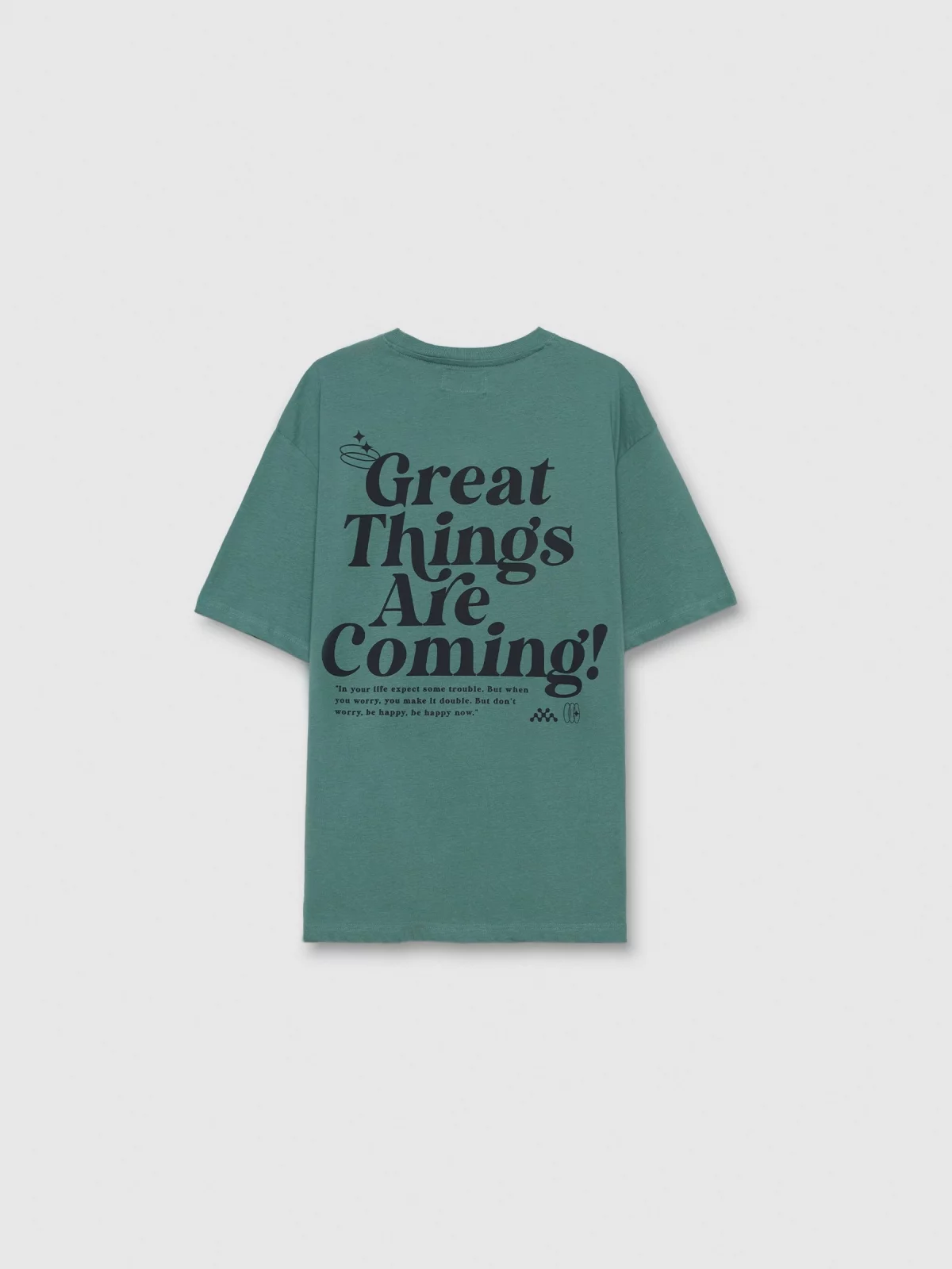 Short sleeve t-shirt Great Things green back view