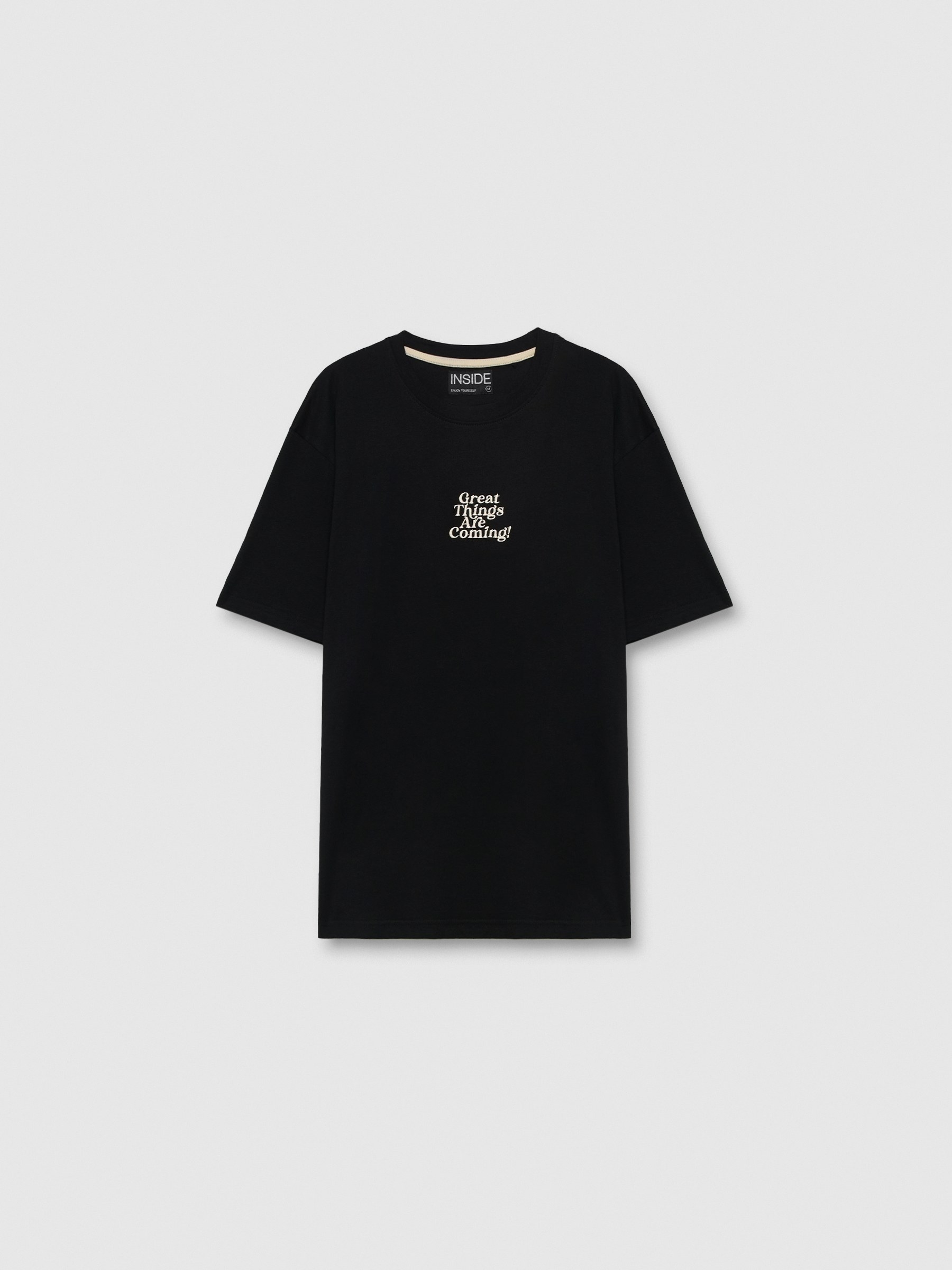 Camiseta manga curta Great Things preto vista meia frontal