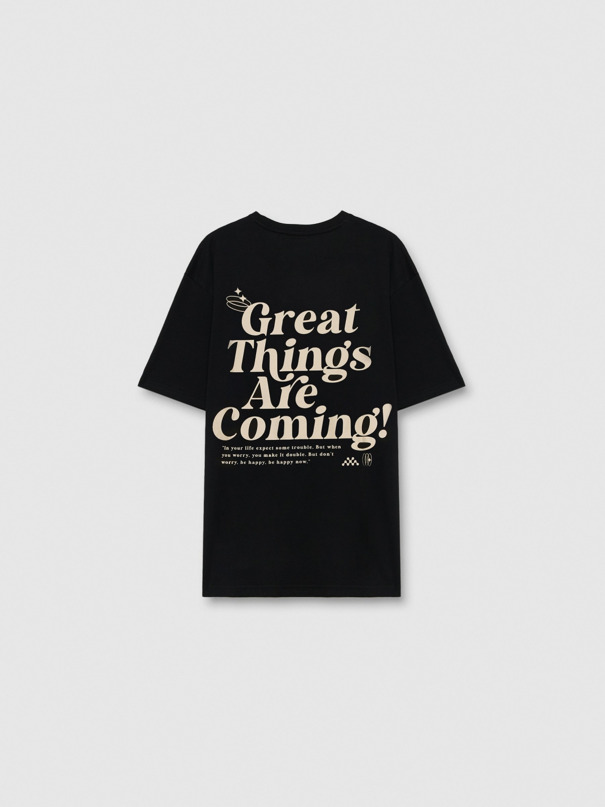 Camiseta manga curta Great Things preto vista traseira
