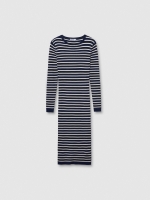 %Pto% Vestido midi punto rayas azul marino vista frontal