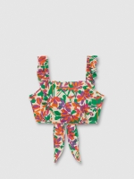 %Pto% Crop top blouse with tie multicolor front view