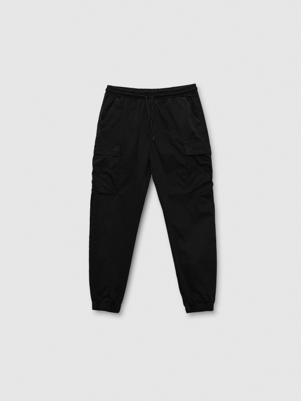  Cargo jogger pants black front view