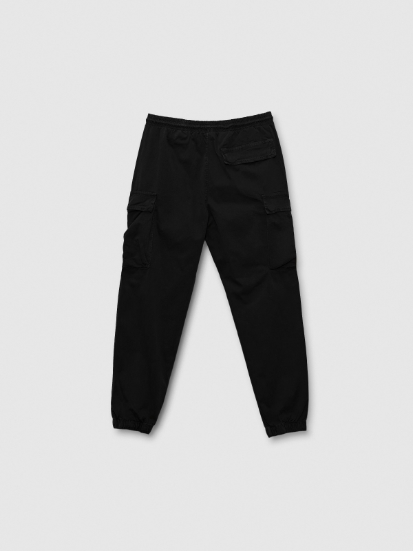 Cargo jogger pants black back view