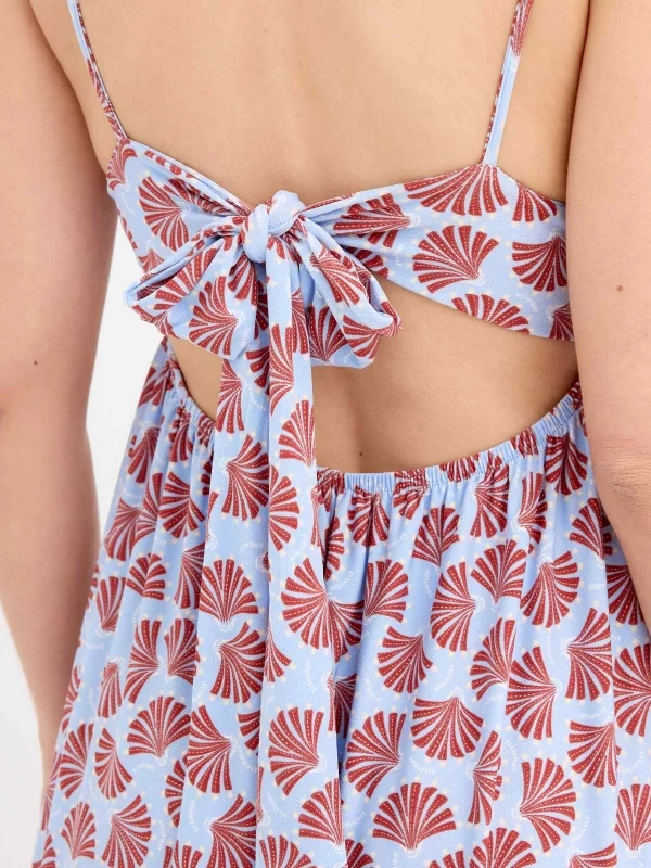 Midi dress with printed straps light blue detail view