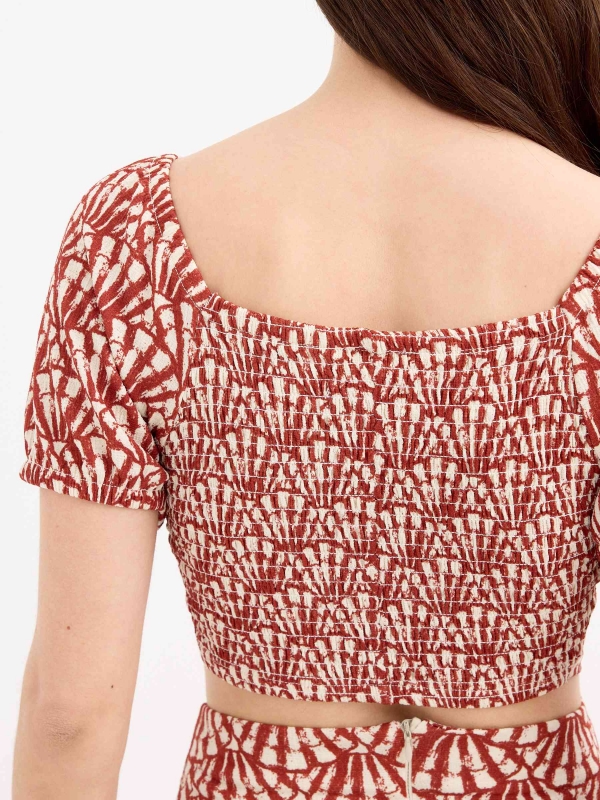 Top mesonero estampado areia vista detalhe
