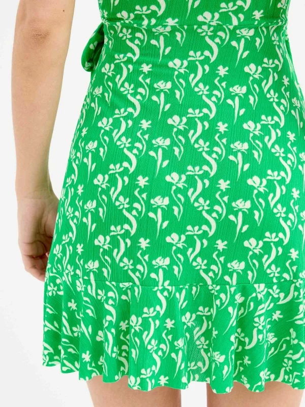 Vestido mini floral verde verde vista detalle