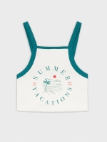 %Pto% Crop top Summer Vacations blanco roto