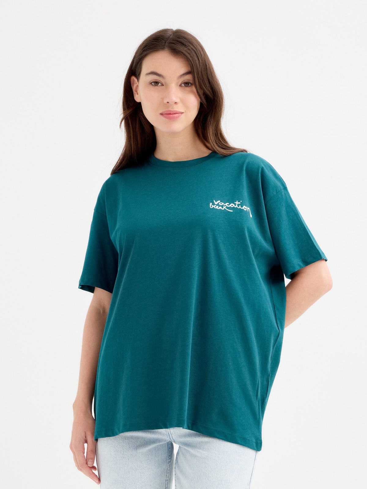 Oversize Vacation T-shirt emerald middle front view