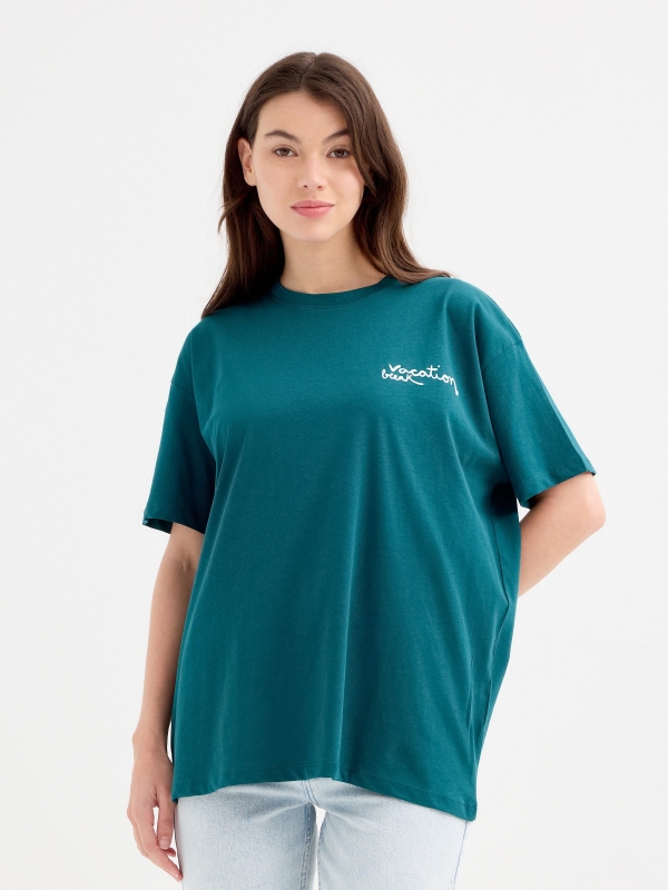 Camiseta oversize Vacation esmeralda vista media frontal
