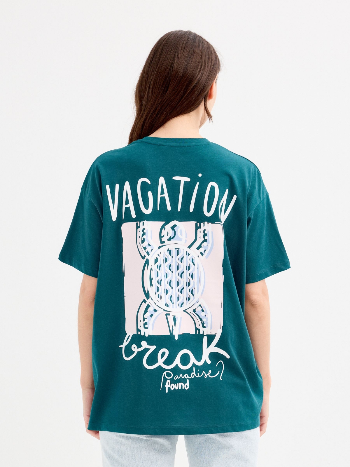 Camiseta oversize Vacation esmeralda vista media trasera