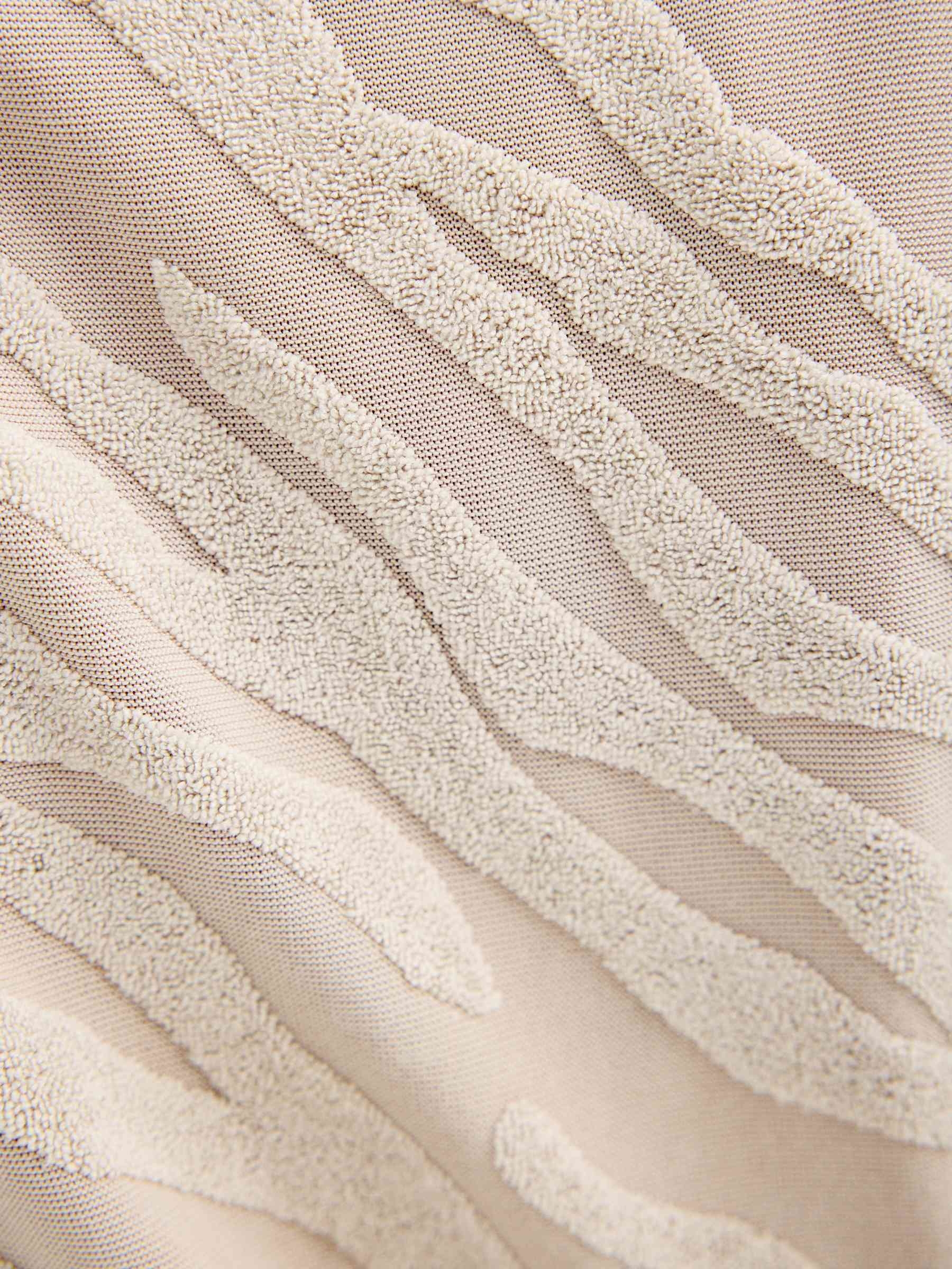 V-neck textured T-shirt taupe middle front view