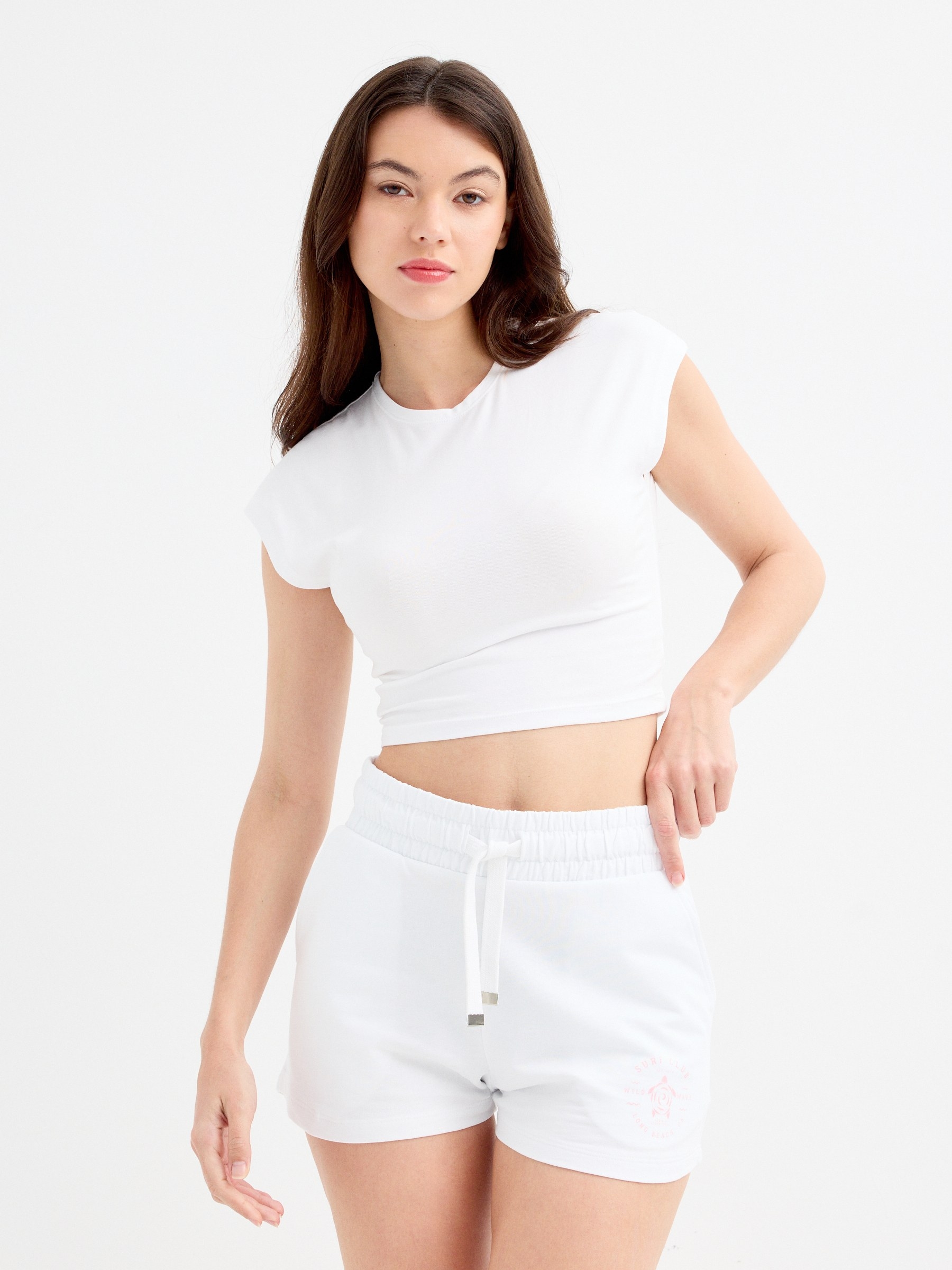 Surf fleece bermuda shorts white middle front view