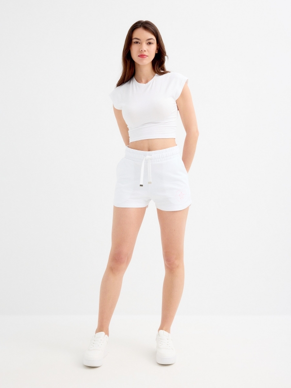 Bermudas felpa Surf branco vista geral frontal