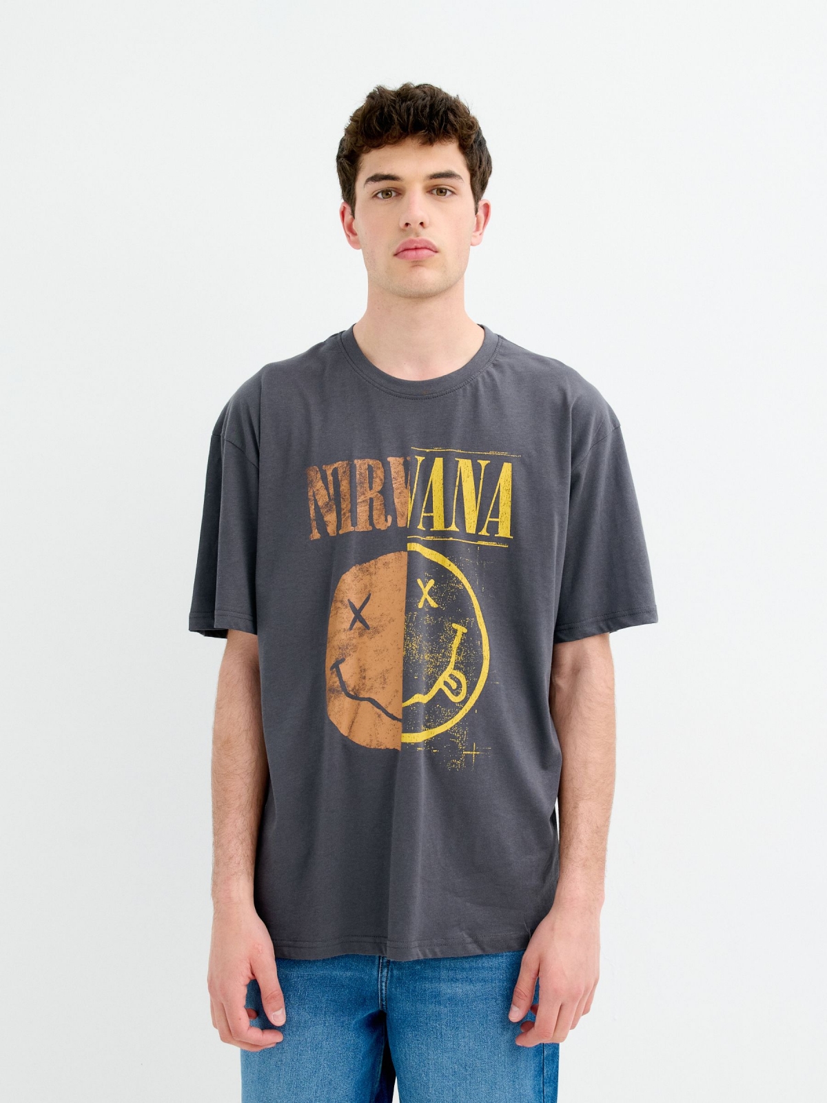 Nirvana T-shirt dark grey middle front view