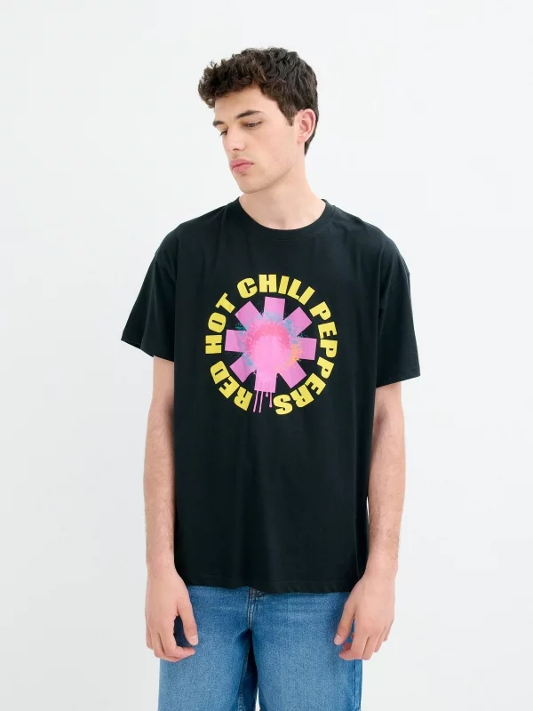 Camiseta Red Hot Chili Peppers negro vista media frontal