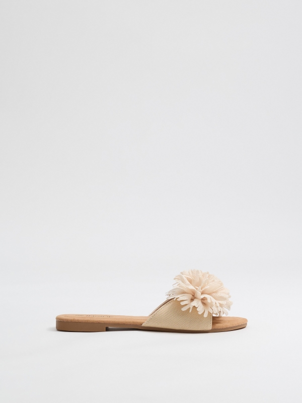 Pom-pom slide sandal off white profile view