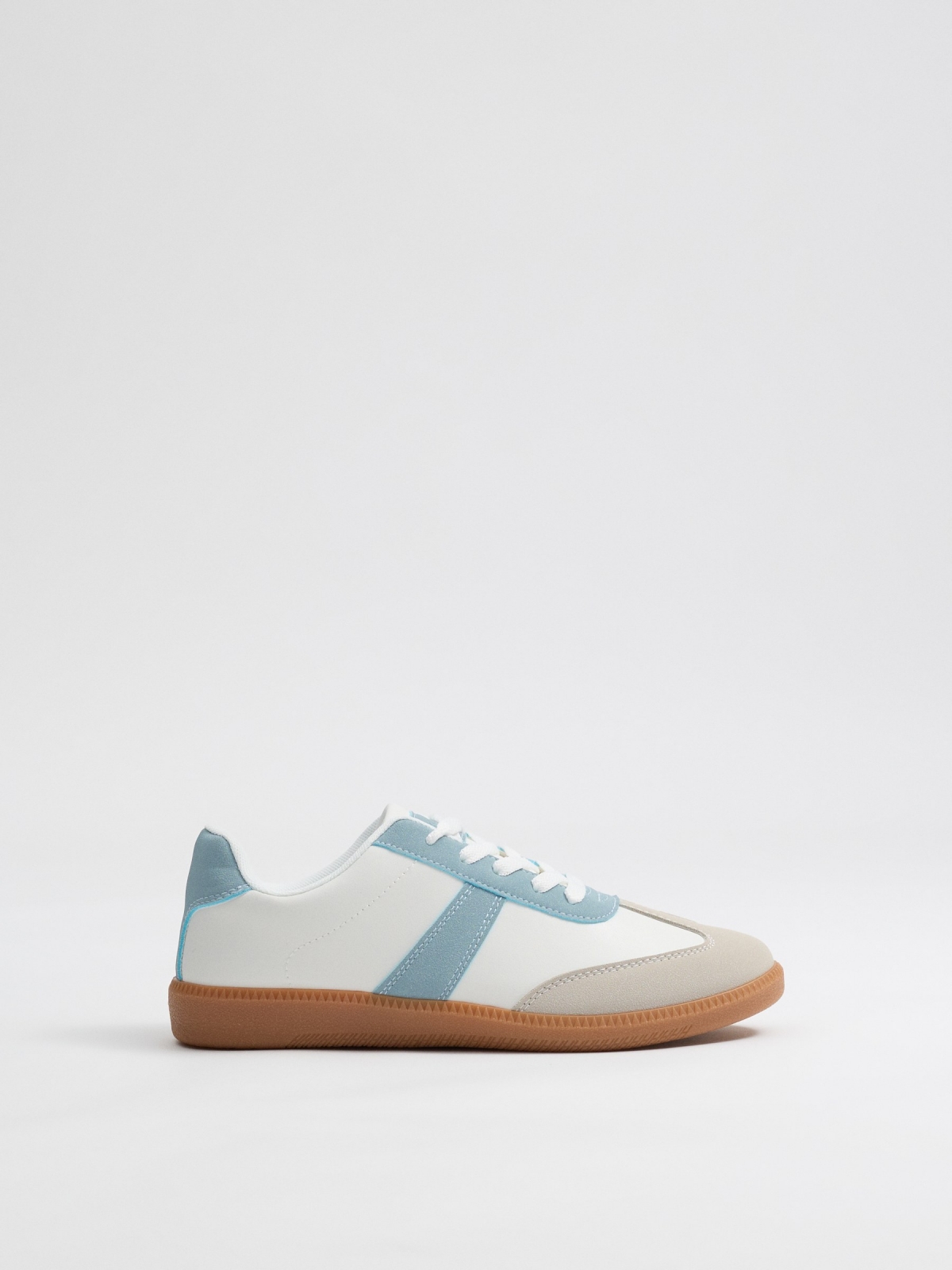 Retro combined sneakers steel blue profile view