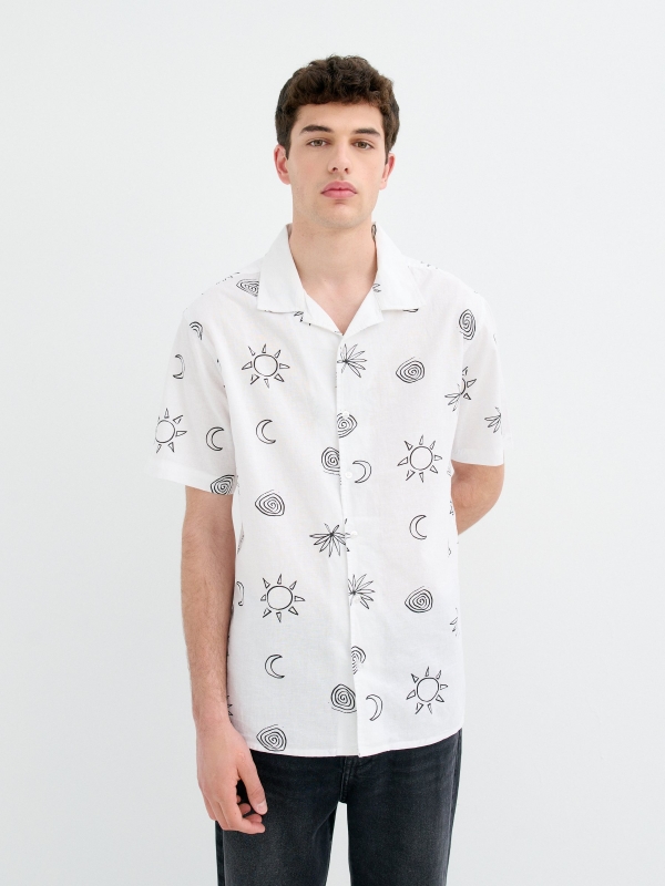 Camisa manga corta Sol y Luna beige vista media frontal