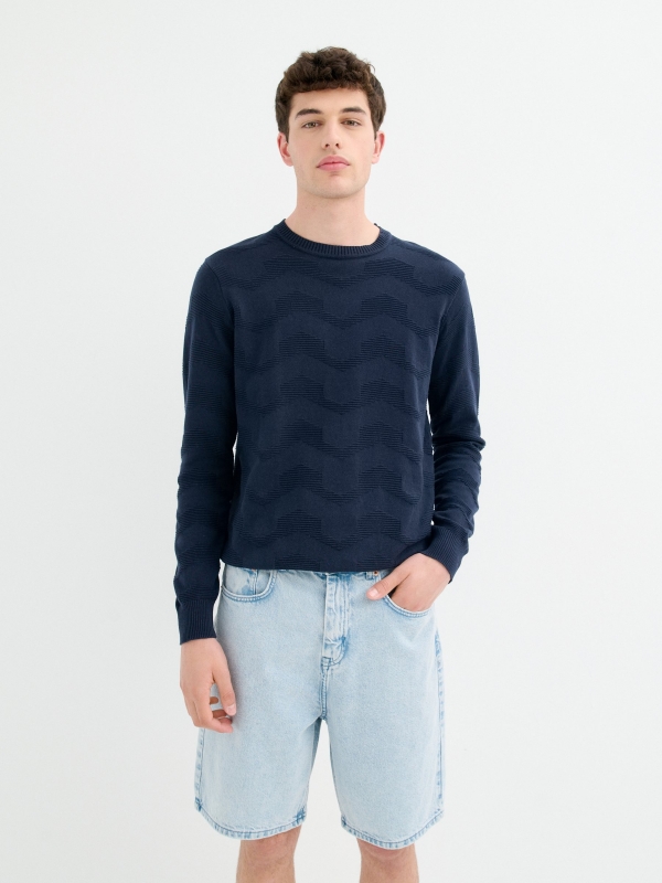 Bermuda denim regular azul vista media frontal