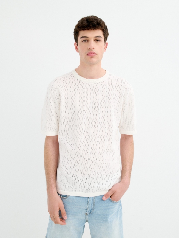 Camiseta punto marfil