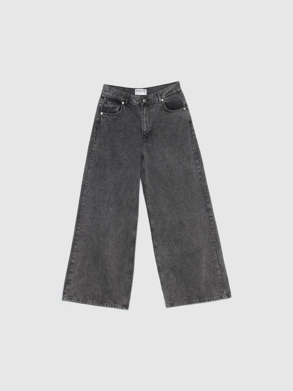  Wide leg grey jeans black front view