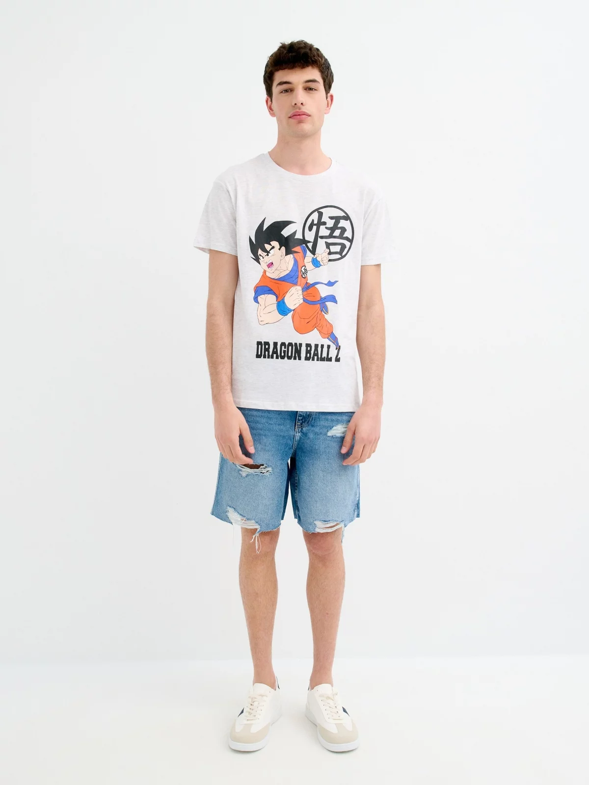 Camiseta Dragon Ball melange claro vista geral frontal
