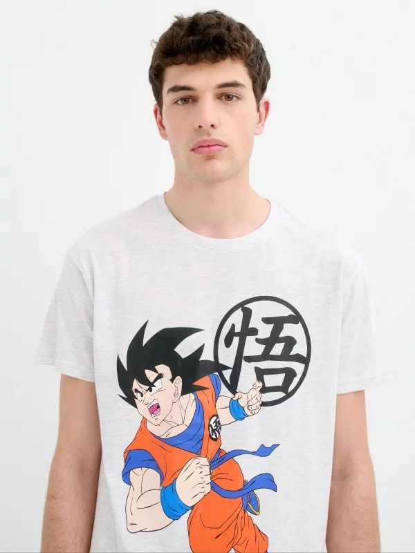Camiseta Dragon Ball melange claro vista detalhe