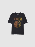 %Pto% Camiseta Nirvana gris oscuro vista frontal
